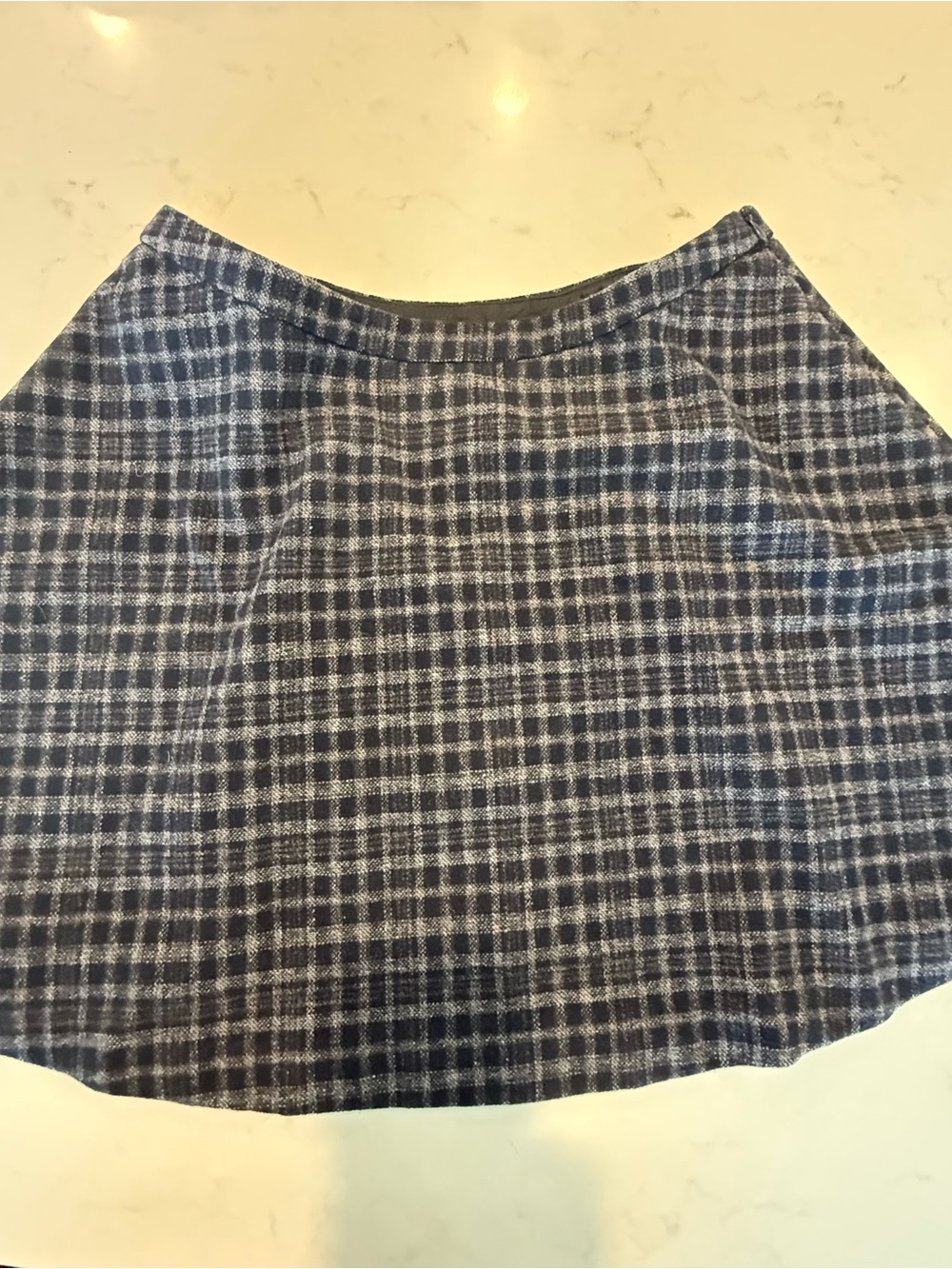 Reformation Navy and White Plaid Mini Skirt